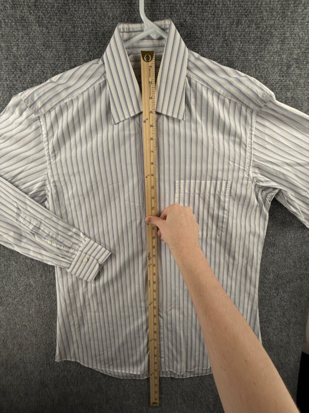 Ermenegildo Zegna 15.5 Long Sleeve Button Up Shirt Men Striped Blue Purple - Picture 3 of 16